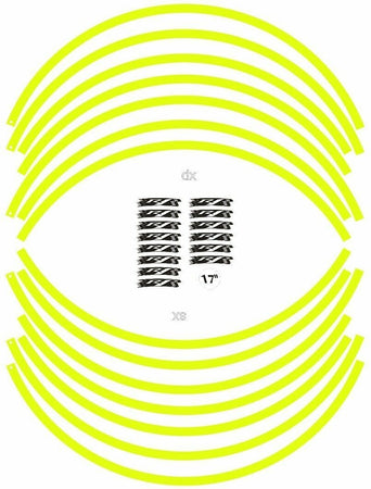 KIT STRISCE ADESIVE compatibili per CERCHI 17 MOTO YAMAHA YZF-R1 GIALLO FLUO