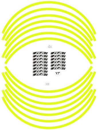 KIT STRISCE ADESIVE compatibili per CERCHI 17 MOTO YAMAHA YZF-R6 GIALLO FLUO