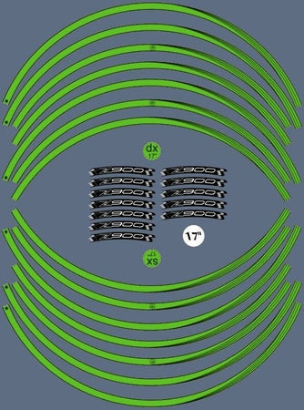 KIT STRISCE ADESIVE VERDI compatibili per CERCHI 17 MOTO KAWASAKI Z900 TUNING