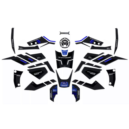 Kit completo Adesivi 3D protezioni compatibili con moto Suzuki V-Strom 1050 Blu