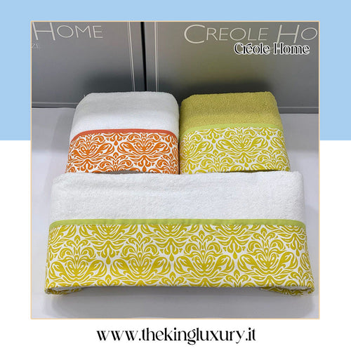 Set Asciugamani 3+3 Creole Firenze Flo  Spugna di Cotone