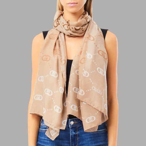 Liu Jo stola con logo 70x180 cammello degrade 2F5080T0300