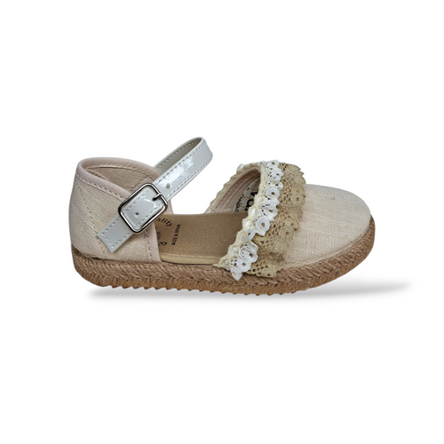 Espadrillas Bambina Beige Bianco VUL-LADI con Fibbia – Scarpe Cerimonia Estate Taglie 24-37