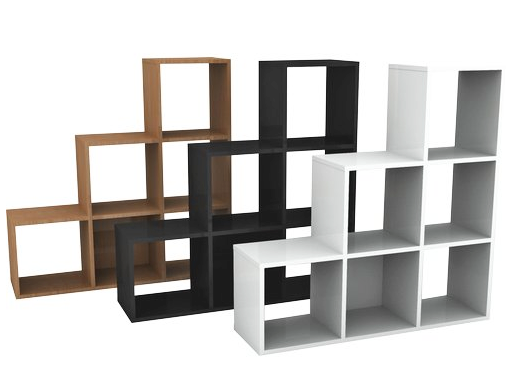 Libreria a giorno sovrapponibile a 6 caselle a scalare cm. 104,1x29,2x103,9h
