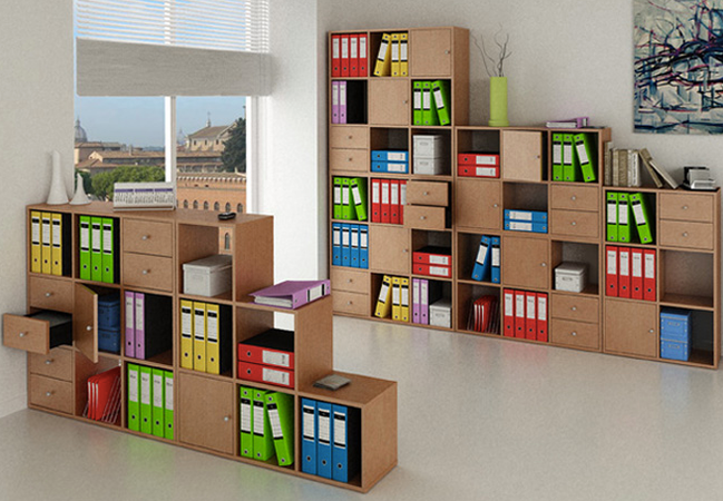 Libreria a giorno sovrapponibile a 6 caselle a scalare cm. 104,1x29,2x103,9h