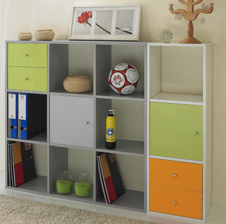 Libreria a giorno sovrapponibile a 6 caselle a scalare cm. 104,1x29,2x103,9h