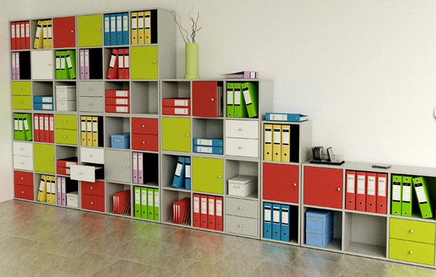 Libreria a giorno sovrapponibile a 6 caselle a scalare cm. 104,1x29,2x103,9h