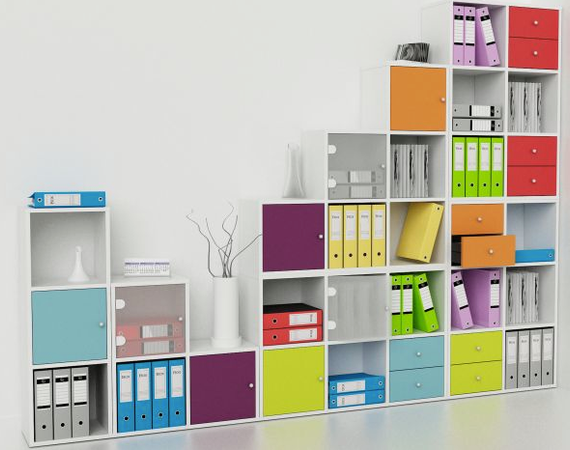 Libreria a giorno sovrapponibile a 6 caselle a scalare cm. 104,1x29,2x103,9h