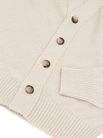Gran Sasso Maglione Cardigan in Cotone Bianco Panna da uomo