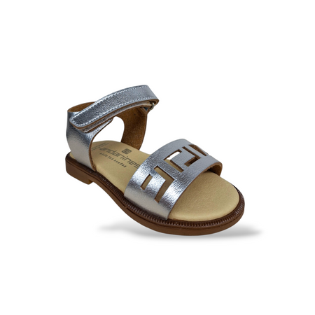 Sandali Bambina Andanines Argento Cerimonia Pelle Velcro 22-34