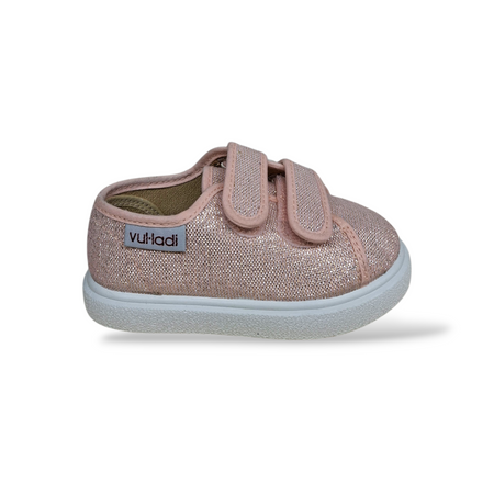 Sneakers Bambina Cipria Glitter VUL-LADI con Velcro – Scarpe Casual Scuola Taglie 21-30
