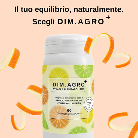 Dim.agro Integratore Dimagrante Naturale - Brucia Grassi E Stimola Il Metabolismo - Arancio Amaro, Limone, Pompelmo E Liquirizia - 60 Compresse Masticabili