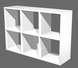 Libreria da ufficio a caselle a giorno in melaminico verniciato cm. 104,1x29,2x69,8h