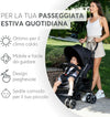 KIKKABOO Passeggino BEETLE - Passeggino da viaggio omologato fino a 22 kg - Pieghevole, Leggero, Compatto, colore NERO - telaio in alluminio, Chiusura Compatta, Schienale Reclinabile e Regolabile, Poggiagambe