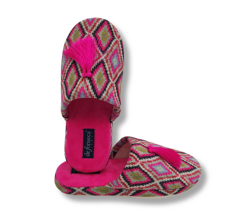 de fonseca Sissy Ciabatte Artistiche da Donna, Pantofole in Cotone, Slippers Comode e Lavabili per Casa