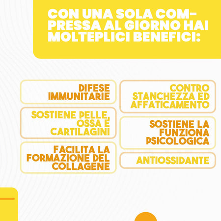 Vitamina c 1000mg, 180 compresse, 6 mesi di fornitura - alte difese immunitarie