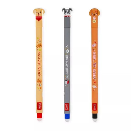 Legami Milano Set di 3 Penne Cancellabili - Erasable Pen - Fur-ever Friends