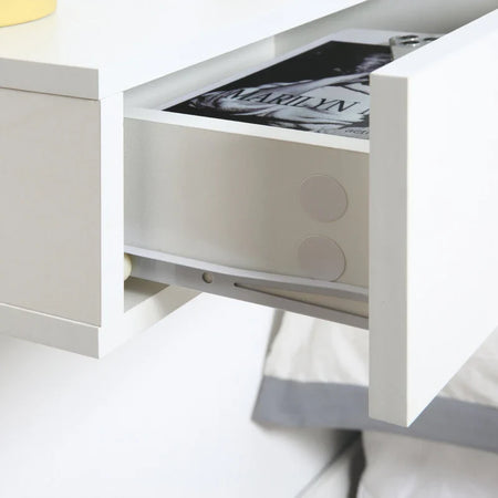 Set 2 Comodini Sospesi in Legno, Design Moderno, 40x30x15cm - Bianco LK6831-481WTLK6