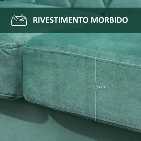 Divano 2 Posti in Legno e Velluto Verde, Spessa Imbottitura, Divano per 2 Persone Design Vintage Rétro, 148 x 72 x 76cm DY2833-847D2D