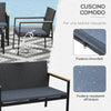 Set 4 Pezzi Salotto da Esterni con 2 Sedie, Divano e Tavolino Mobili da Giardino in Rattan e Acciaio Nero 860-092