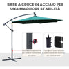 Ombrellone da Giardino Ø3x2.5 m a Braccio con Manovella e 8 Strisce LED a Energia Solare, Verde  84D-066GN
