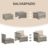 Salotto da Giardino in Rattan PE da 8 Pezzi con Poltrone, Tavolini e Sgabelli, Beige 860-099BG