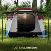 Tenda da Campeggio Impermeabile con 2 Aree e 3 Ingressi, in Poliestere e Fibra di Vetro, 420x200x150 cm, Rosso ES2A20-425V00RDES2