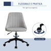 Sedia da Ufficio in Velluto Grigio con Altezza Regolabile, Sedia Ergonomica Girevole a 360° e Ruote, 50x58x77-87cm JH1921-488GYHJ1