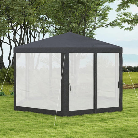 Gazebo da Giardino Esagonale con Doppio Ingresso, in Metallo e Poliestere, 3.94x3.94x2.5 m, Grigio  84C-044V02CG