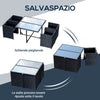 Set Mobili da Giardino 5pz Set Tavolo da Pranzo con 4 Sedie con Cuscini Combinabili a Rettangolo, Nero, 109x109x72 cm 863-008