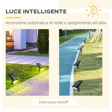 set da 4 Faretti da Giardino e Muro con Picchetto, Luce Solare 2 Luminosità, 17x10x48.3cm Nero XB3B30-025V00BKXB3