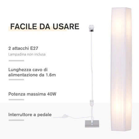 Lampada da Terra con Piantana in Tessuto, Bianco YH8B31-019YH8