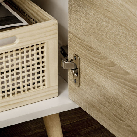 Mobile TV Moderno in legno 110x41x50 Bianco e legno F838-180NDA , soggiorno salotto nero bianco marrone alto basso grigio cassetti design da terra parete grande tavolino ingresso moderno muro parete attrezzata sala