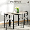 Set da Pranzo 3 Pezzi con 2 Sedie e 1 Tavolo da Pranzo Ovale in MDF e Acciaio per Spazi Limitati UH7835-644UH7