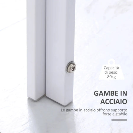 Tavolo Moderno Rettangolare Struttura in Metallo e Piano in Vetro Temperato - Bianco JH3835-479WTJH3