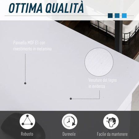 Scrivania per PC Ergonomica con Mensole, Armadietto, Cassetto e Piano Tastiera Estraibile, Bianca, 120x60x74cm ZQ1920-012V01WTZQ1