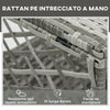 Set Lettino Prendisole e Tavolino in Rattan PE, Sdraio da Giardino Regolabile su 5 Posizioni e Tavolino a 2 Ripiani, Bianco Crema 862-054GY