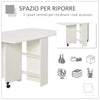 Tavolo Pieghevole con 2 Ripiani iInferiori in Legno, Tavolo Richiudibile con Ruote per 6 Persone, Bianco WQ702-0621WQ7