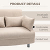 Divano Letto 2 Posti 3 in 1 Convertibile in Poltrona Reclinabile con Schienale Regolabile e 4 Cuscini Imbottiti, 102x82x81 cm, Beige DY2833-079D22