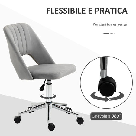 Sedia da Ufficio Ergonomica e Girevole, Sedia Imbottita per Scrivania con Altezza Regolabile, Grigio 49x60x79-91cm DR2921-481V80GYDR2