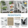 Carrello da Cucina Salvaspazio in Legno Bianco con 4 Ruote 37x37x82cm UH3801-152WTUH3