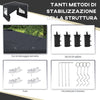 Gazebo 3x3 ad Altezza Regolabile con Fori di Drenaggio e Borsa da Trasporto, in Metallo, Grigio 84C-460V00CG