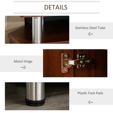 Mobile Porta TV in legno e Acciaio Inox Marrone 120x40x52cm F833-324BNA , soggiorno salotto nero bianco marrone alto basso grigio cassetti design da terra parete grande tavolino ingresso moderno muro parete attrezzata sala