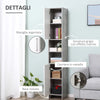 Colonna Bagno con 2 Armadietti e 2 Vani Aperti in Legno Effetto Cemento, 30x30x180cm TY7834-379TY7