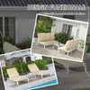 Set 2 Lettini Prendisole con Schienale Regolabile e Tavolino da Giardino in Vetro, Beige 84G-337V00BG