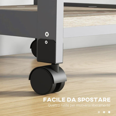Carrello da Cucina con Cassetto, 2 Vassoi Estraibili e Ripiano Fisso, in Legno di Pino e MDF, 37x37x76 cm HG8801-153GYHG8