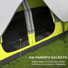Tenda da Campeggio 4 posti con 2 Spazi Separati, in Poliestere e Fibra di Vetro, 450x215Px180 cm, Verde EG5A20-422V00YGEG5