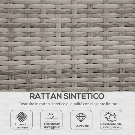 Set Salotto da Esterni 4 Pezzi con 3 Divani e 1 Tavolino da Caffè, in Rattan PE, Cuscini Inclusi 860-221