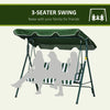 Dondolo da Giardino 3 Posti in Acciaio e Teslin con Tetto Parasole, 172x110x153 cm, Bianco e Verde 84A-054V03GN