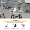 Set Mobili da Giardino 3 Pezzi con Tavolino e Sedie in Rattan PE, Poilestere e Acciaio per Esterni, Grigio 863-087GY
